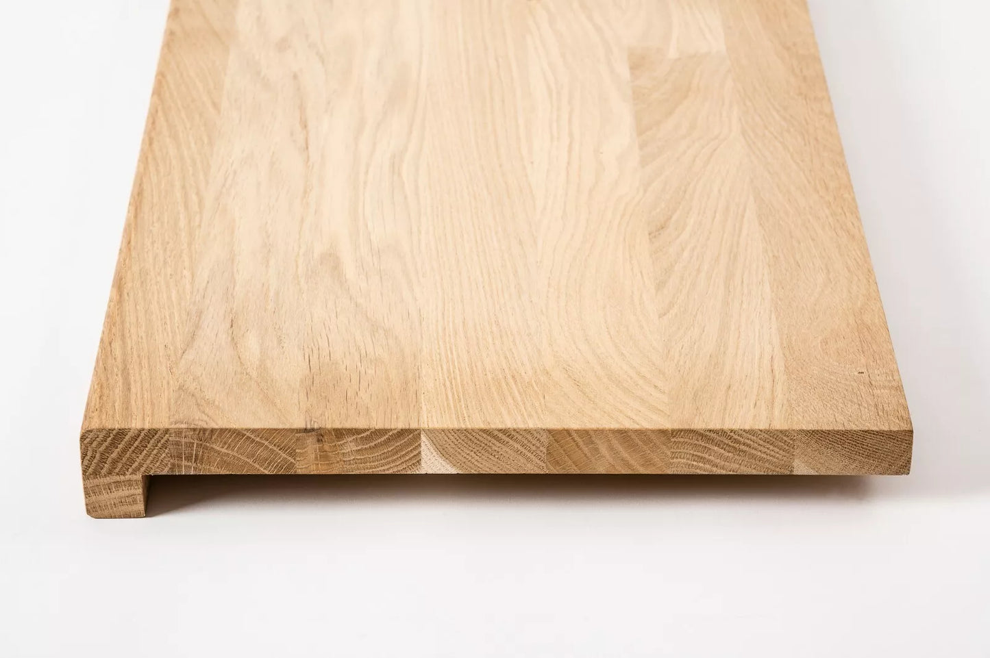 Stair tread Windowsill with overhang Oak A/B, full stave lamellas, 26 mm, Unfinished