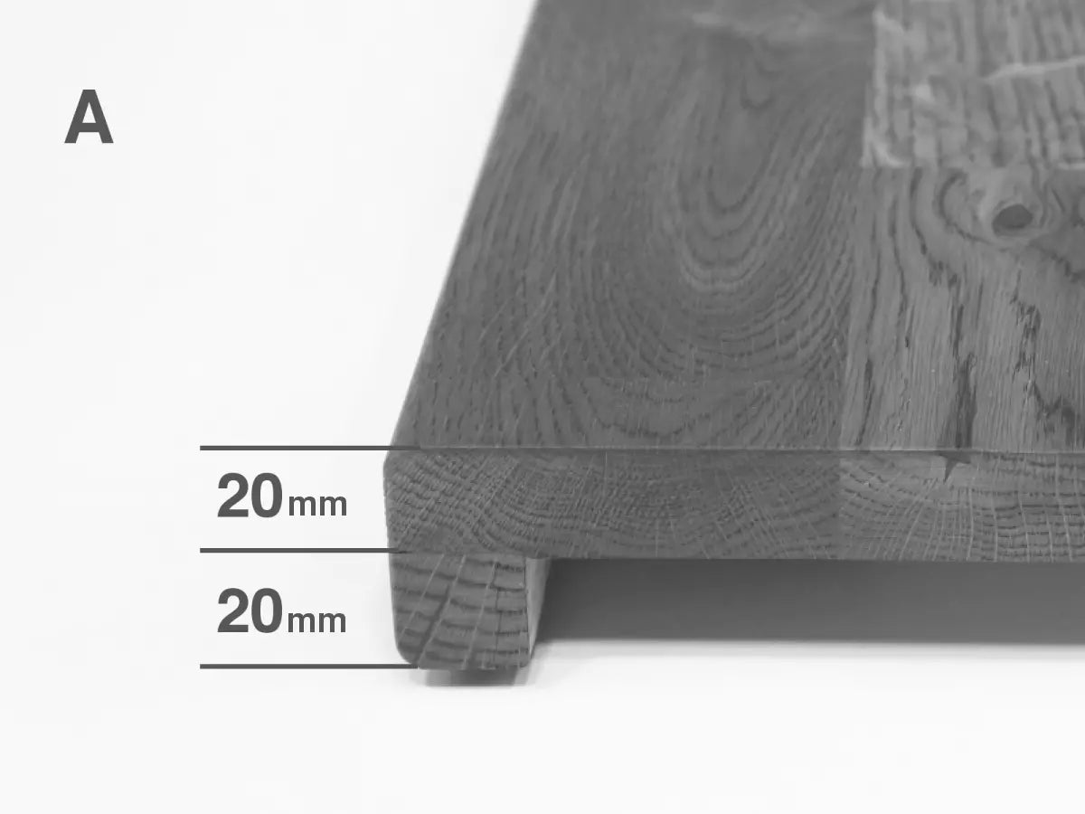 Stair tread Windowsill with overhang  Ash Rustic, full stave lamellas, 20 mm, Natural oil