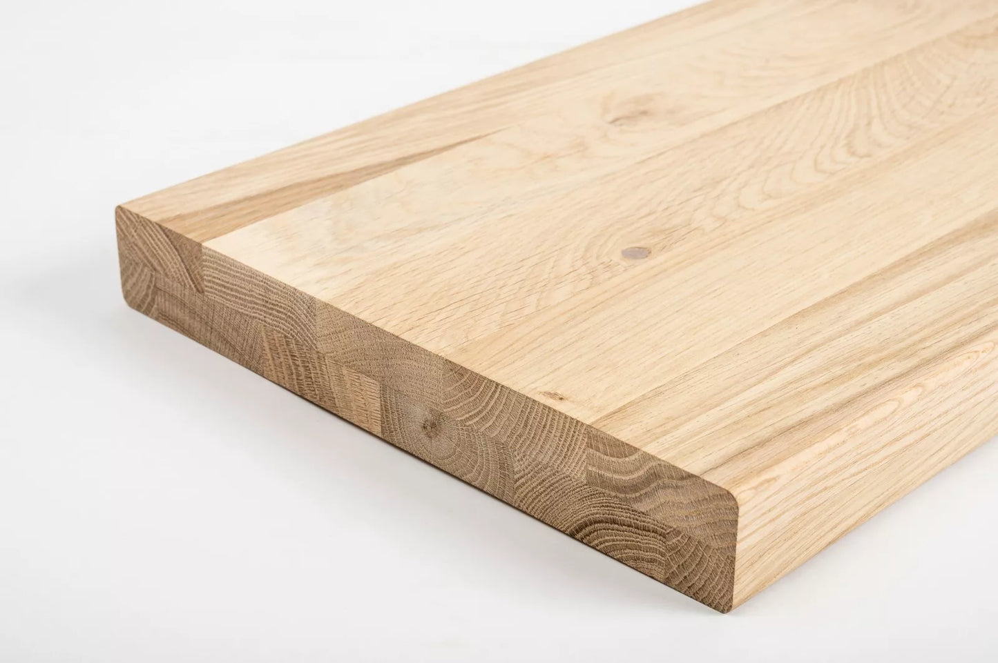 Shelf Stair tread Risers Windowsill Oak Rustic, full stave lamellas, 35 mm, 2-layer, Hard wax oil nature white