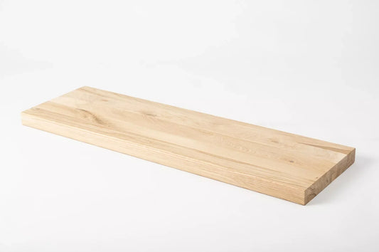 Shelf Stair tread Risers Windowsill Oak Rustic, full stave lamellas, 40 mm, 2-layer, Hard wax oil nature white