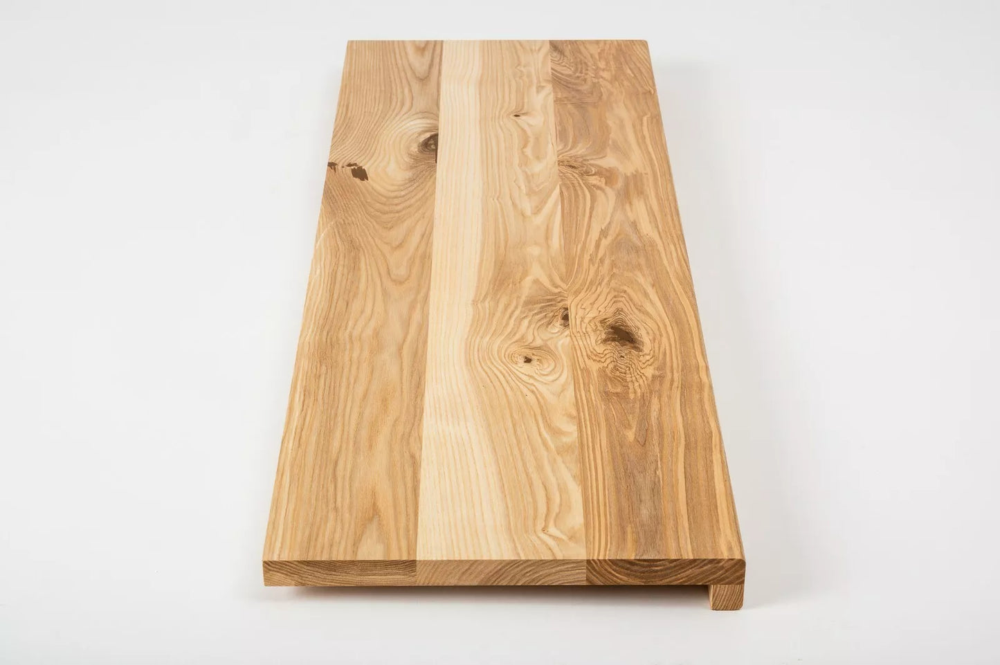Stair tread Windowsill with overhang  Ash Rustic, full stave lamellas, 20 mm, Hard wax oil natur (colourless)