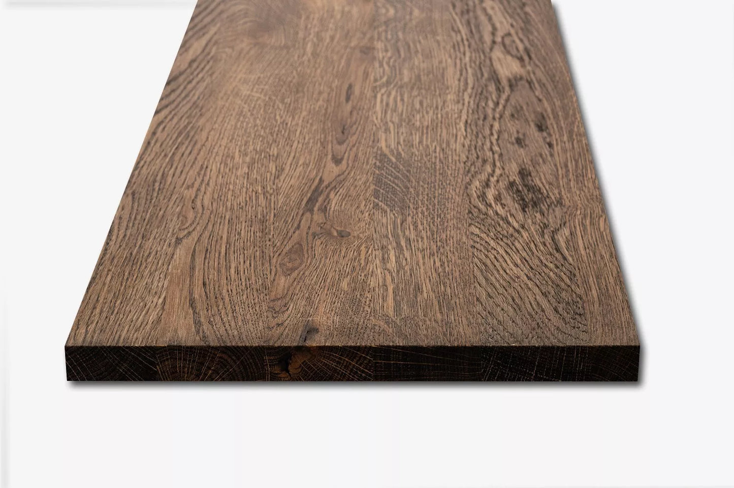 Shelf Stair tread Risers Windowsill Oak Rustic, full stave lamellas, 20 mm, Smoked oil