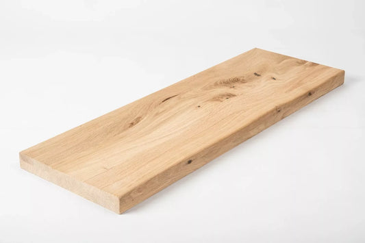 Shelf Stair tread Risers Windowsill Oak Rustic, full stave lamellas, 40 mm, 2-layer, Unfinished