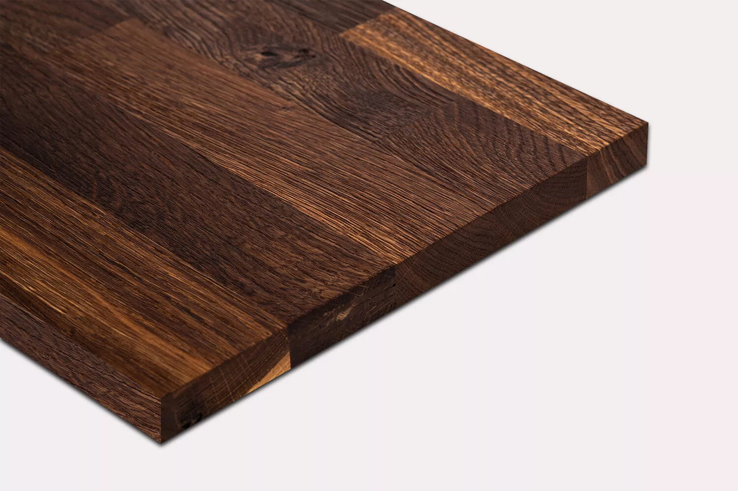 Stair tread Windowsill with overhang Smoked Oak Rustic, finger jointed lamellas, 20 mm, Matte lacquered