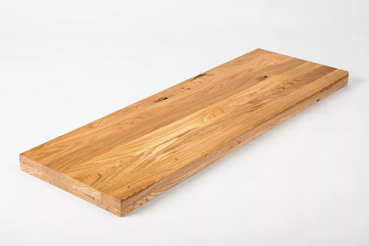 Shelf Stair tread Risers Windowsill Oak Rustic, full stave lamellas, 35 mm, 2-layer, Matte lacquered