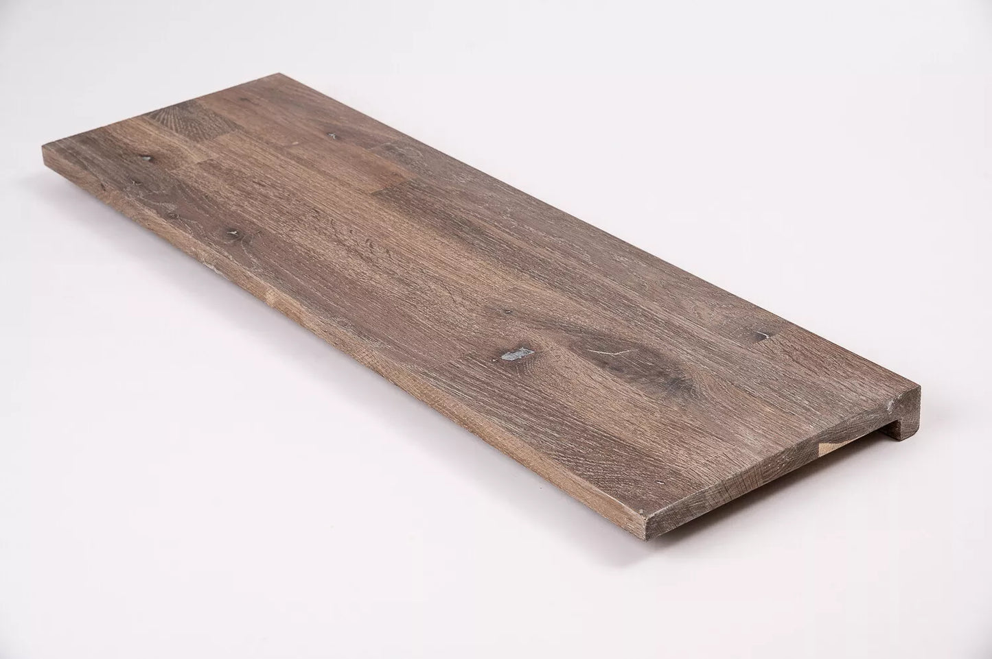 Stair tread Windowsill with overhang Smoked Oak Rustic, finger jointed lamellas, 20 mm, White oil