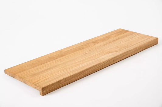 Stair tread Windowsill with overhang Oak A/B, full stave lamellas, 26 mm, Hard wax oil natur (colourless)