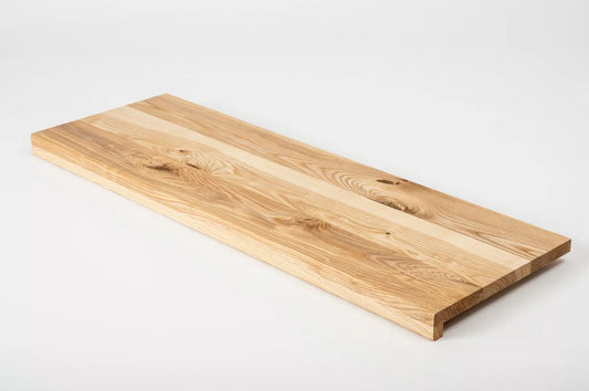 Stair tread Windowsill with overhang  Ash Rustic, full stave lamellas, 20 mm, Hard wax oil natur (colourless)