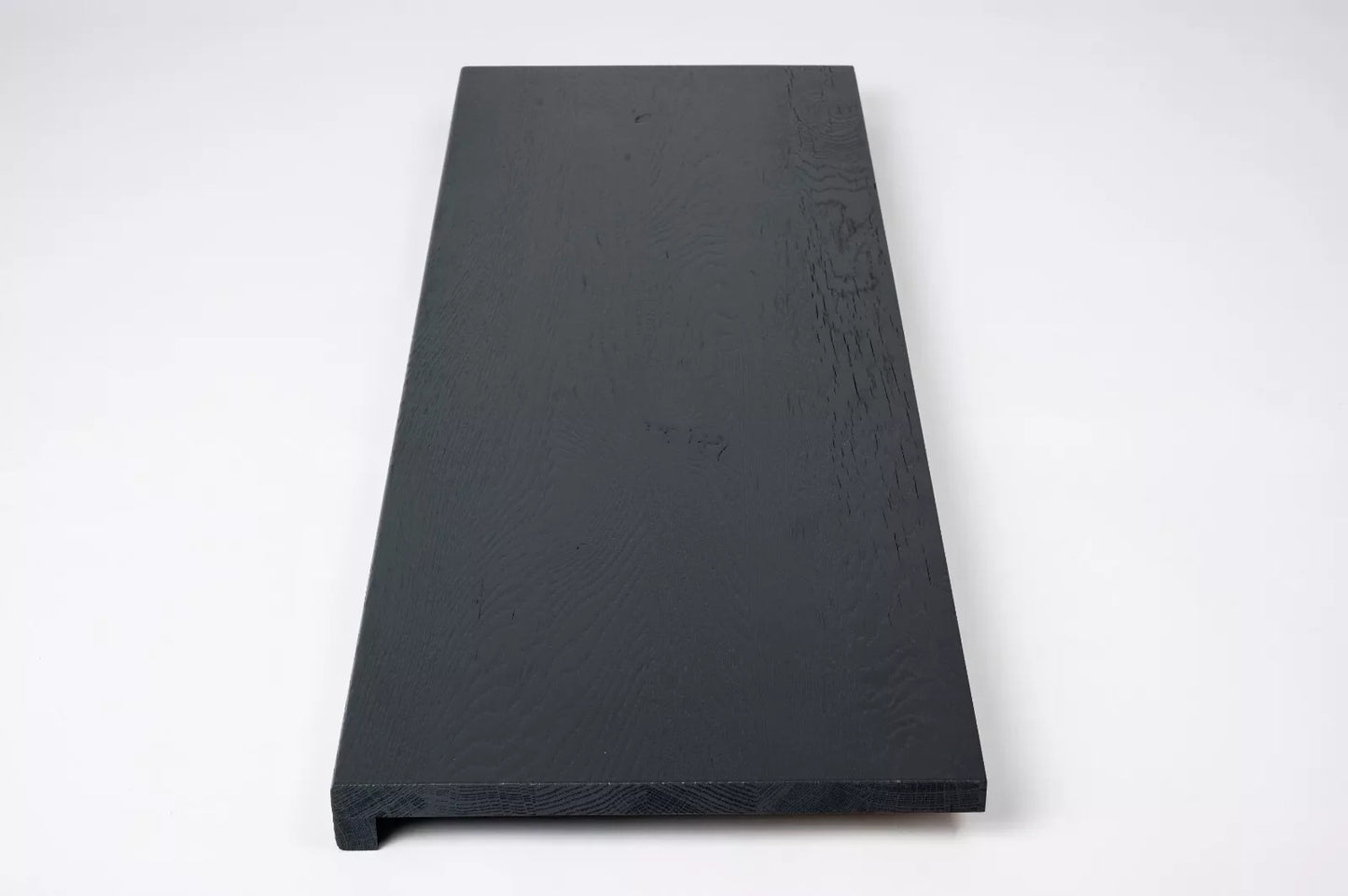 Stair tread Windowsill with overhang Oak Rustic, full stave lamellas, 20 mm, Brushed, Anthracite gray lacquered (RAL7016)