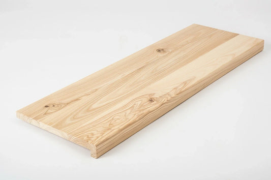 Stair tread Windowsill with overhang  Ash Rustic, full stave lamellas, 20 mm, White oil