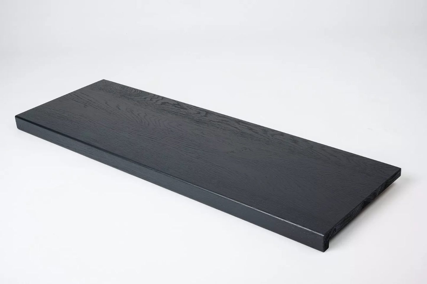 Stair tread Windowsill with overhang Oak Rustic, full stave lamellas, 20 mm, Brushed, Anthracite gray lacquered (RAL7016)