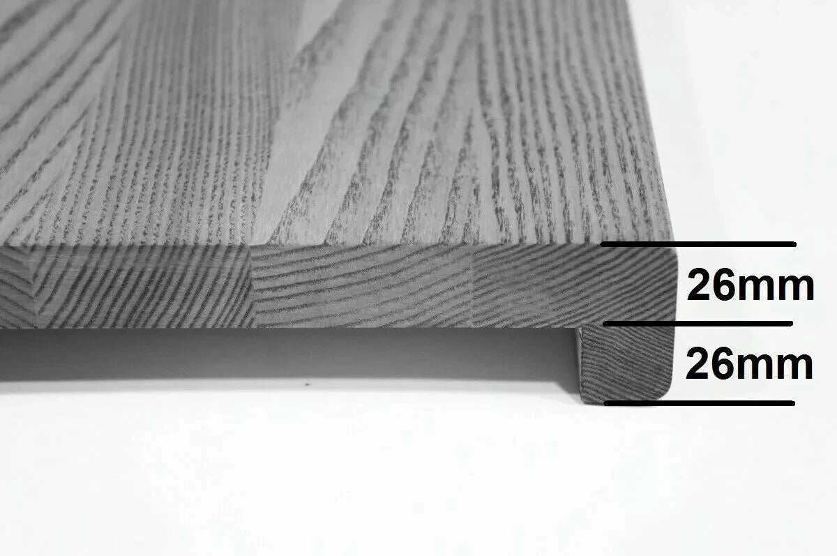 Stair tread Windowsill with overhang Oak Rustic, finger jointed lamellas, 26 mm, Walnut oil