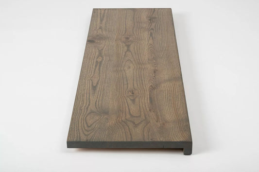 Stair tread Windowsill with overhang  Ash Rustic, full stave lamellas, 20 mm, Graphite oil