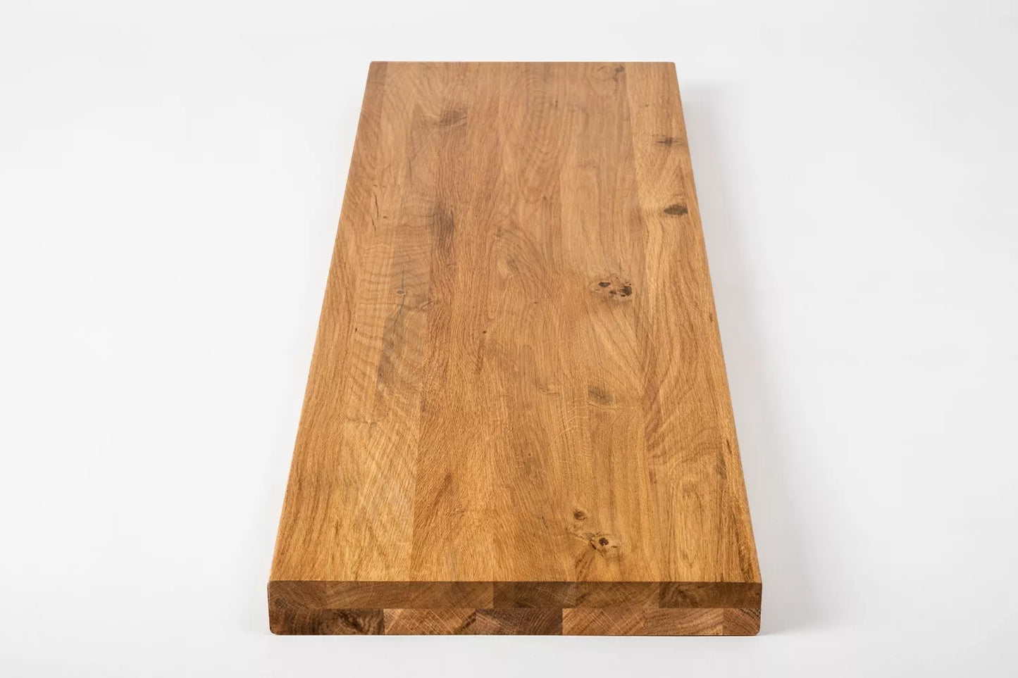 Shelf Stair tread Risers Windowsill Oak Rustic, full stave lamellas, 35 mm, 2-layer, Hard wax oil natur (colourless)