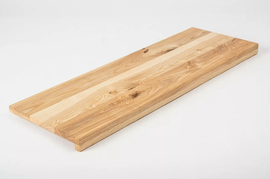 Stair tread Windowsill with overhang  Ash Rustic, full stave lamellas, 20 mm, Hard wax oil natur (colourless)