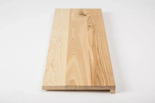 Stair tread Windowsill with overhang  Ash Rustic, full stave lamellas, 20 mm, Hard wax oil nature white