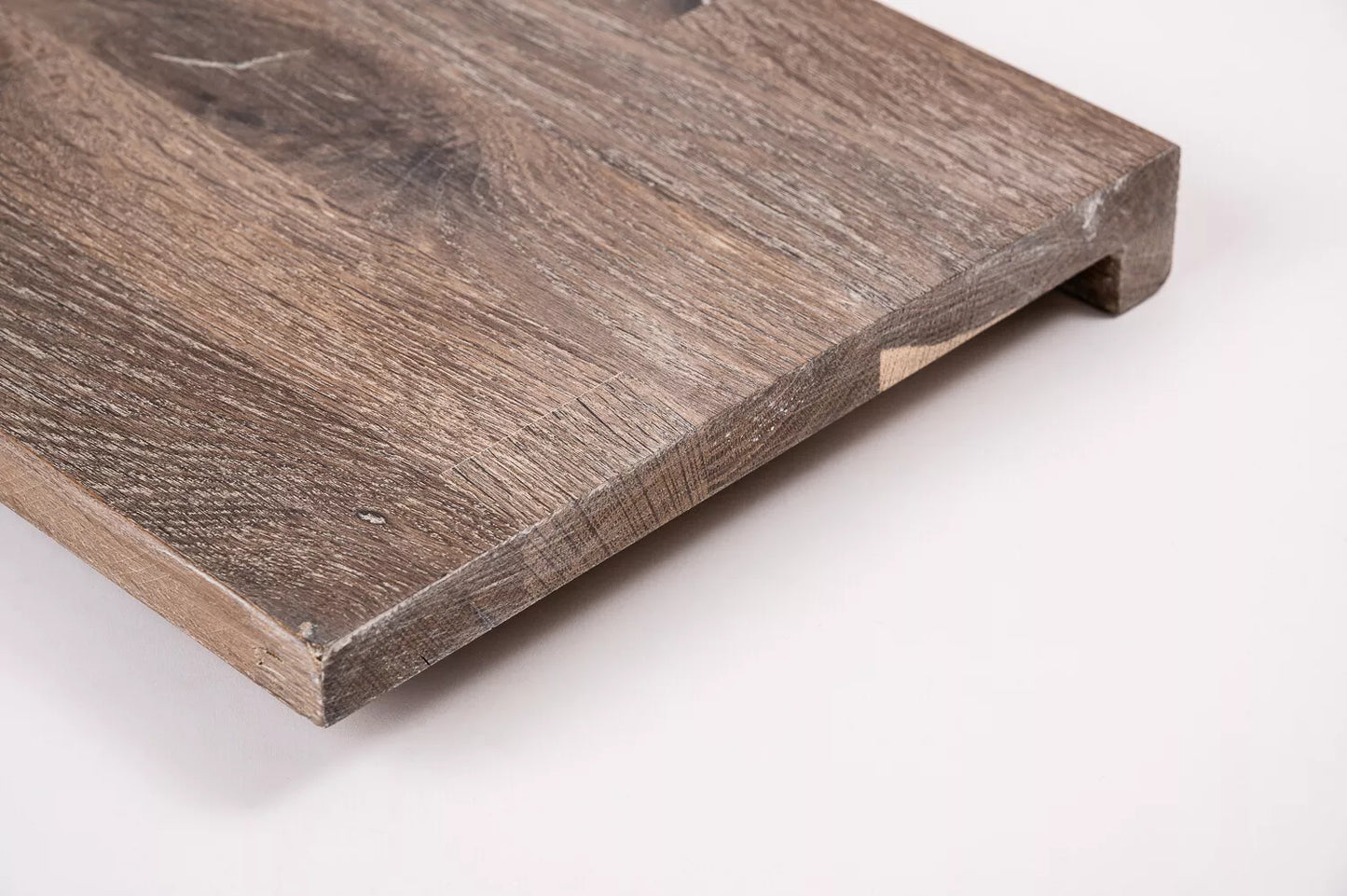 Stair tread Windowsill with overhang Smoked Oak Rustic, finger jointed lamellas, 20 mm, White oil