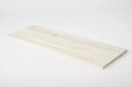 Shelf Stair tread Risers Windowsill Ash Rustic, full stave lamellas, 20 mm, Chalked white oil