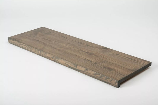 Stair tread Windowsill with overhang  Ash Rustic, full stave lamellas, 20 mm, Graphite oil