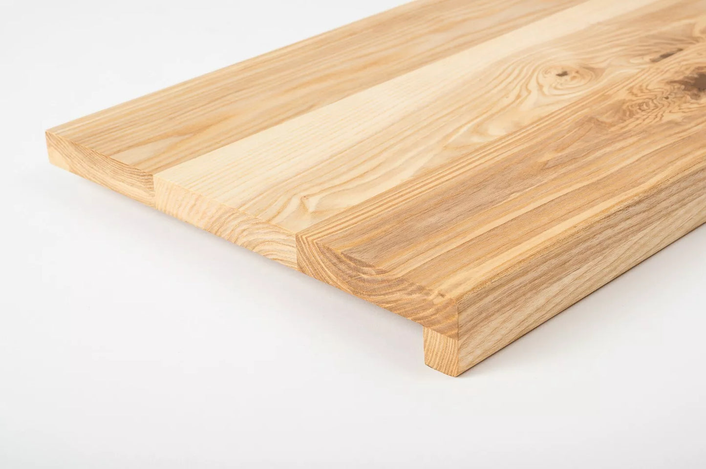 Stair tread Windowsill with overhang  Ash Rustic, full stave lamellas, 20 mm, Hard wax oil natur (colourless)