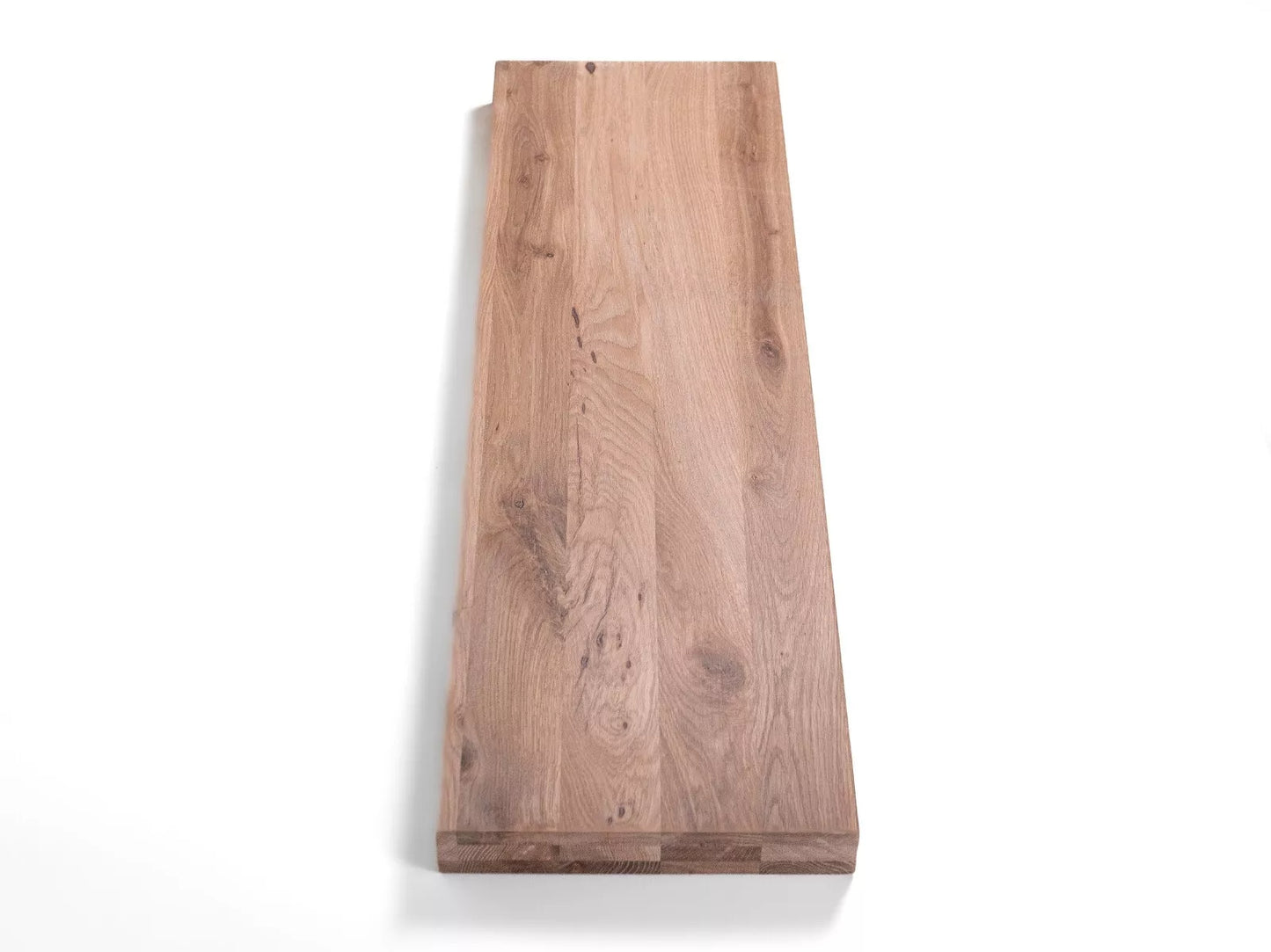 Shelf Stair tread Risers Windowsill Oak Rustic, full stave lamellas, 52 mm, 3-layer, White oil