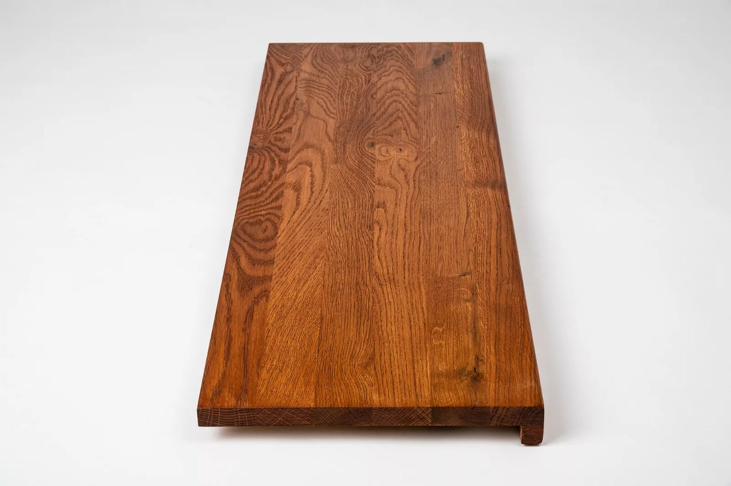 Stair tread Windowsill with overhang Oak Rustic, full stave lamellas, 26 mm, Cherry oil