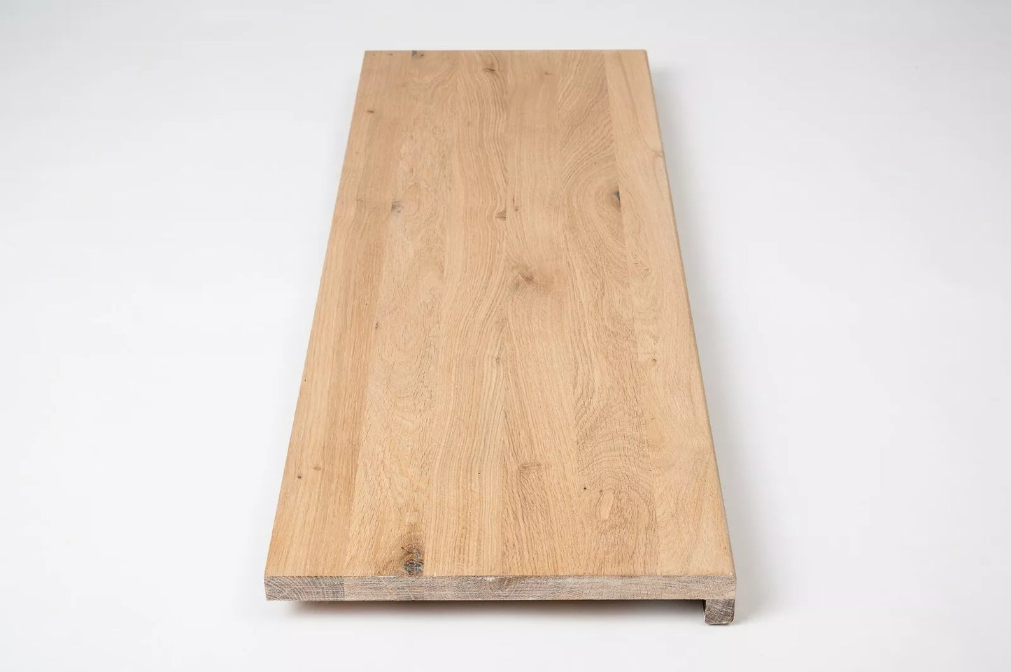 Stair tread Windowsill with overhang Oak Rustic, full stave lamellas, 26 mm, White oil