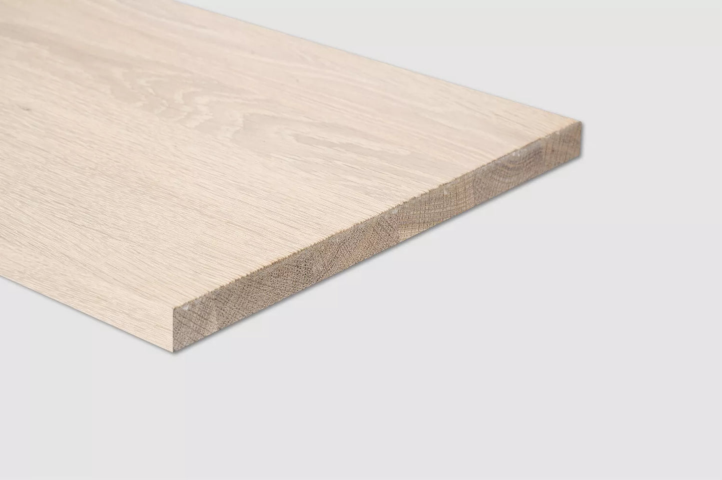 Shelf Stair tread Risers Windowsill Oak Rustic, full stave lamellas, 26 mm, Chalked white oil