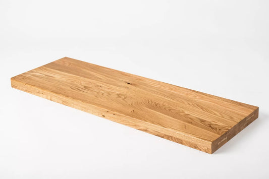 Shelf Stair tread Risers Windowsill Oak Rustic, full stave lamellas, 40 mm, 2-layer, Matte lacquered