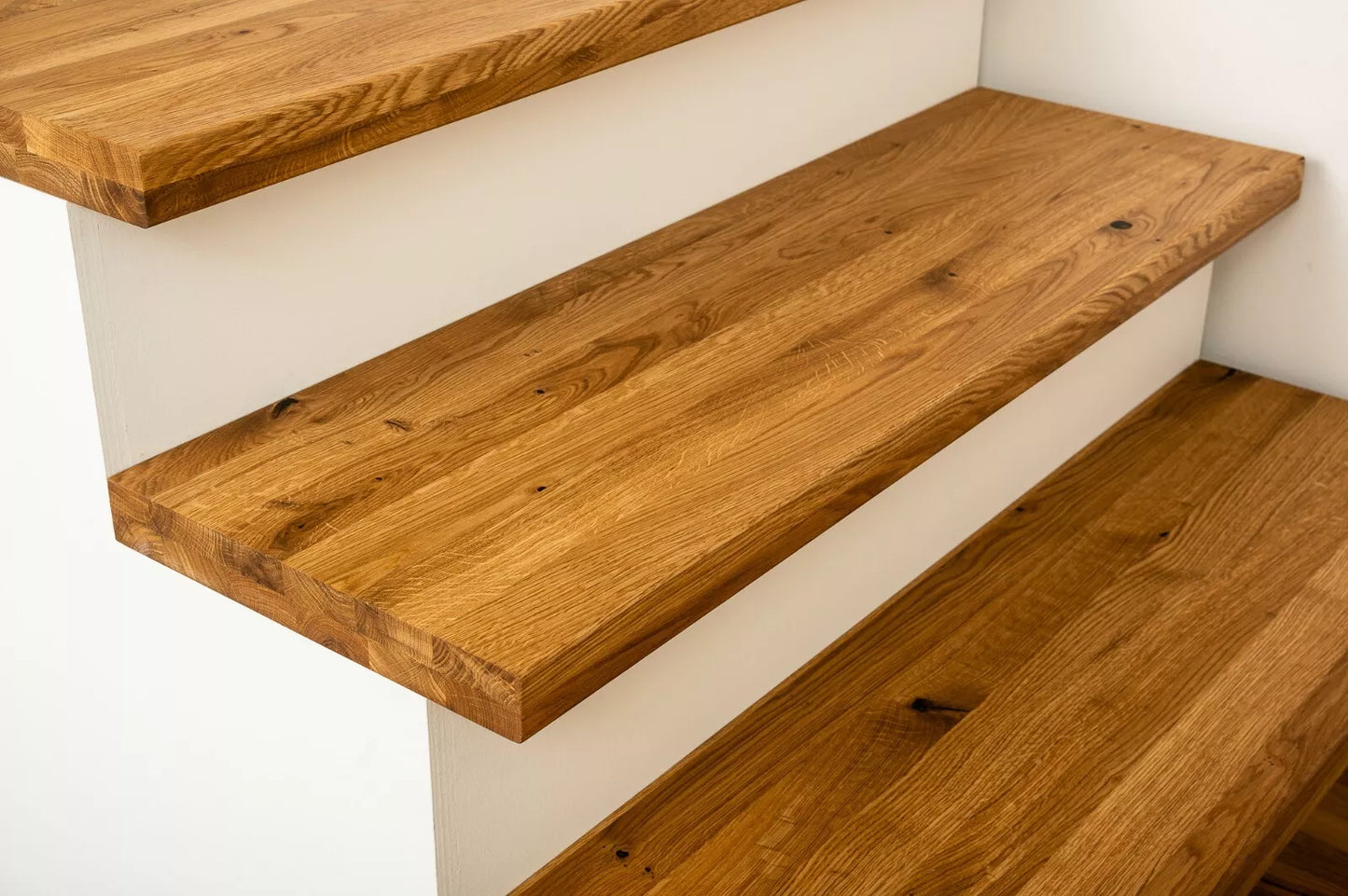Shelf Stair tread Risers Windowsill Oak Rustic, full stave lamellas, 40 mm, 2-layer, Natural oil