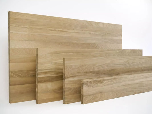 Solid edge glued panel DIY Ash Brownheart A/B, full stave lamellas with random width, 19 mm