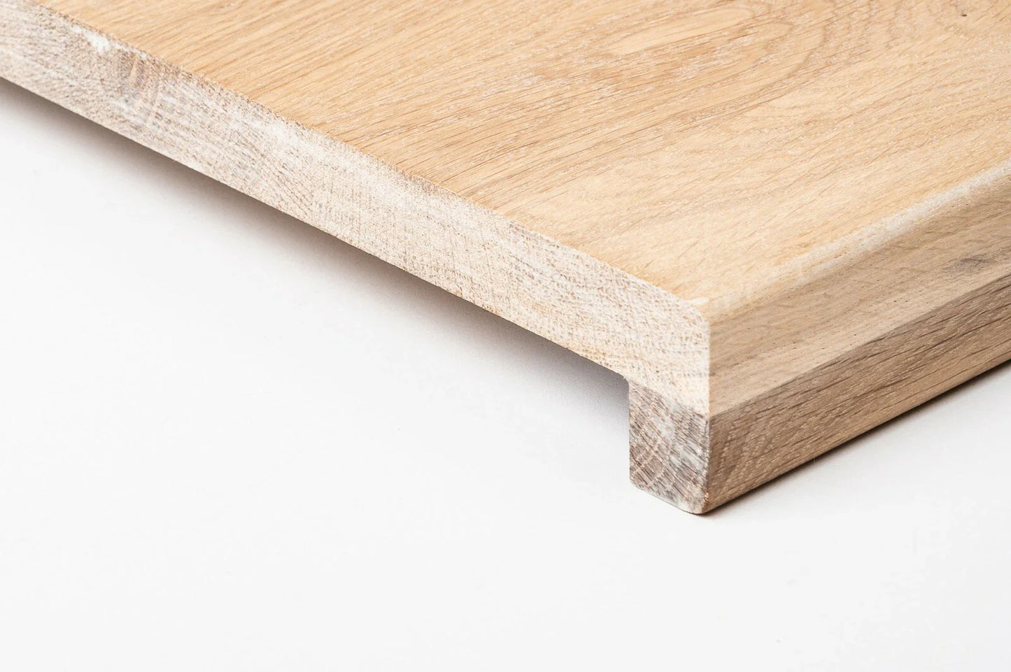 Stair tread Windowsill with overhang Oak Rustic, full stave lamellas, 26 mm, White oil