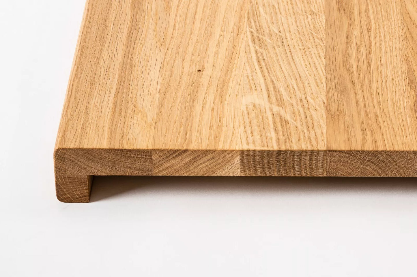 Stair tread Windowsill with overhang Oak A/B, full stave lamellas, 26 mm, Hard wax oil natur (colourless)