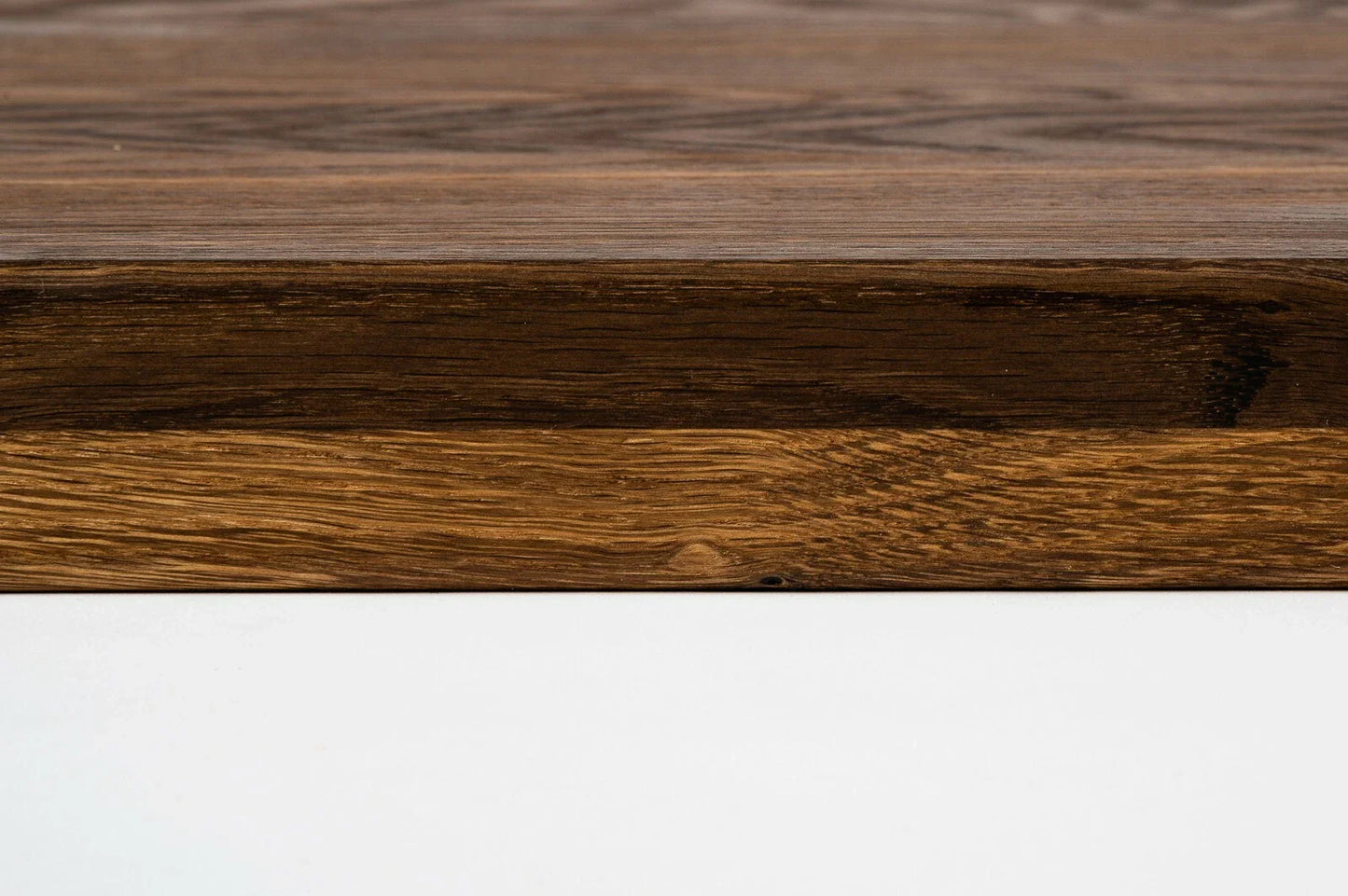 Stair tread Windowsill with overhang Smoked Oak Rustic, full stave lamellas, 26 mm, Natural oil