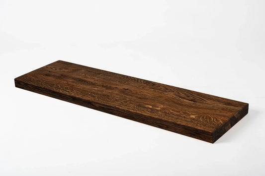 Shelf Stair tread Risers Windowsill Oak Rustic, full stave lamellas, 35 mm, 2-layer, Smoked oil