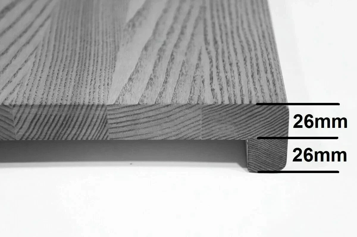 Stair tread Windowsill with overhang Smoked Oak Rustic, full stave lamellas, 26 mm, Natural oil