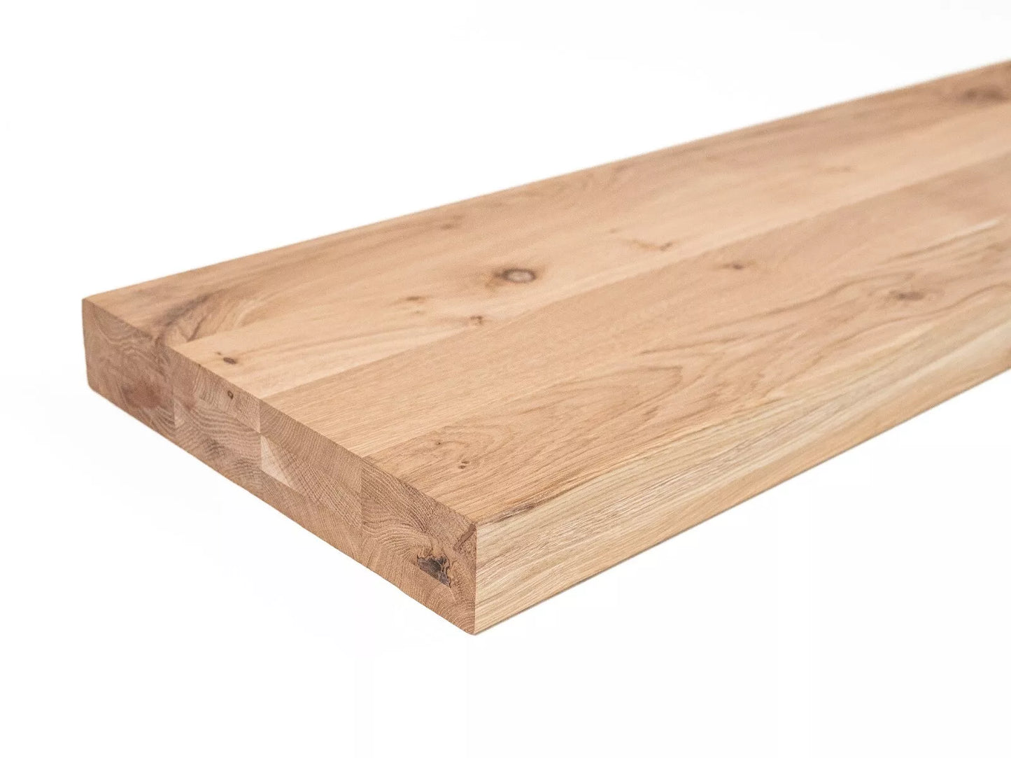 Półka Stopień schodowy Podstopnica Parapet Dąb Rustykalny, lamele lite, 52 mm, 3-warstwowa, Twardy olej woskowy naturalny biały