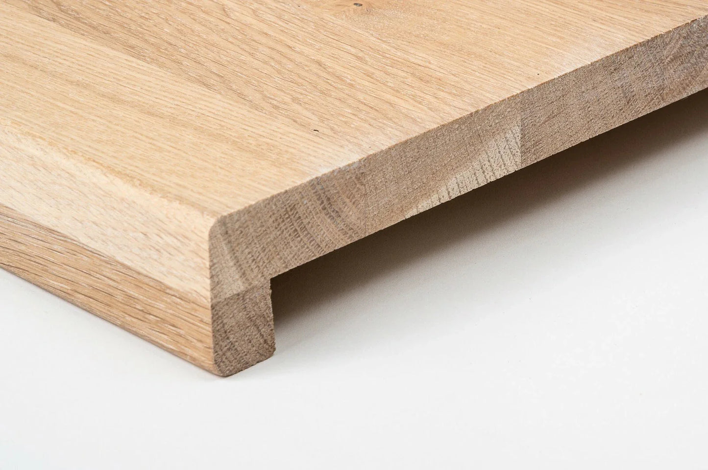 Stair tread Windowsill with overhang Oak Rustic, full stave lamellas, 26 mm, White oil