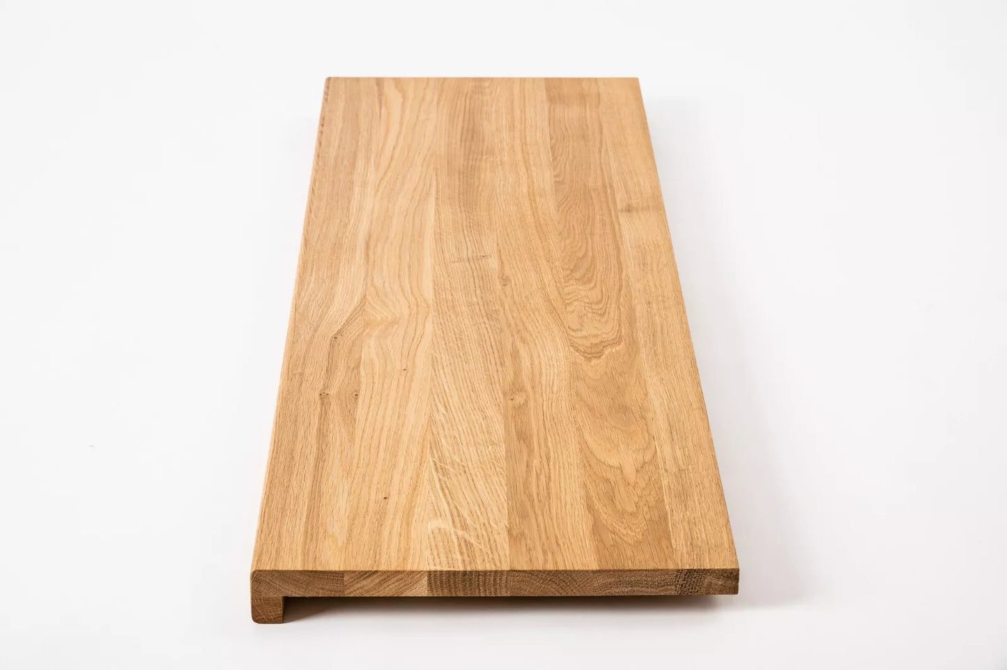 Stair tread Windowsill with overhang Oak A/B, full stave lamellas, 26 mm, Hard wax oil natur (colourless)
