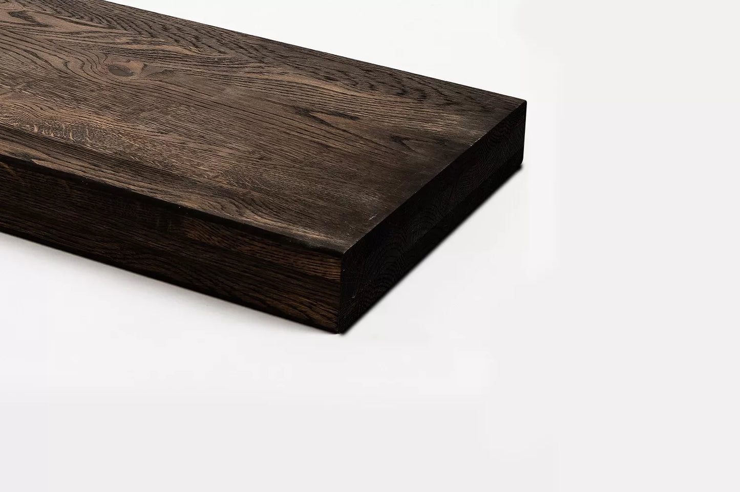 Shelf Stair tread Risers Windowsill Oak Rustic, full stave lamellas, 35 mm, 2-layer, Black oil