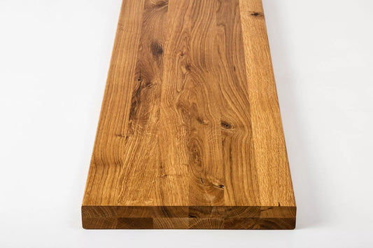 Shelf Stair tread Risers Windowsill Oak Rustic, full stave lamellas, 40 mm, 2-layer, Natural oil