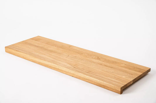 Stair tread Windowsill with overhang Oak A/B, full stave lamellas, 26 mm, Hard wax oil natur (colourless)