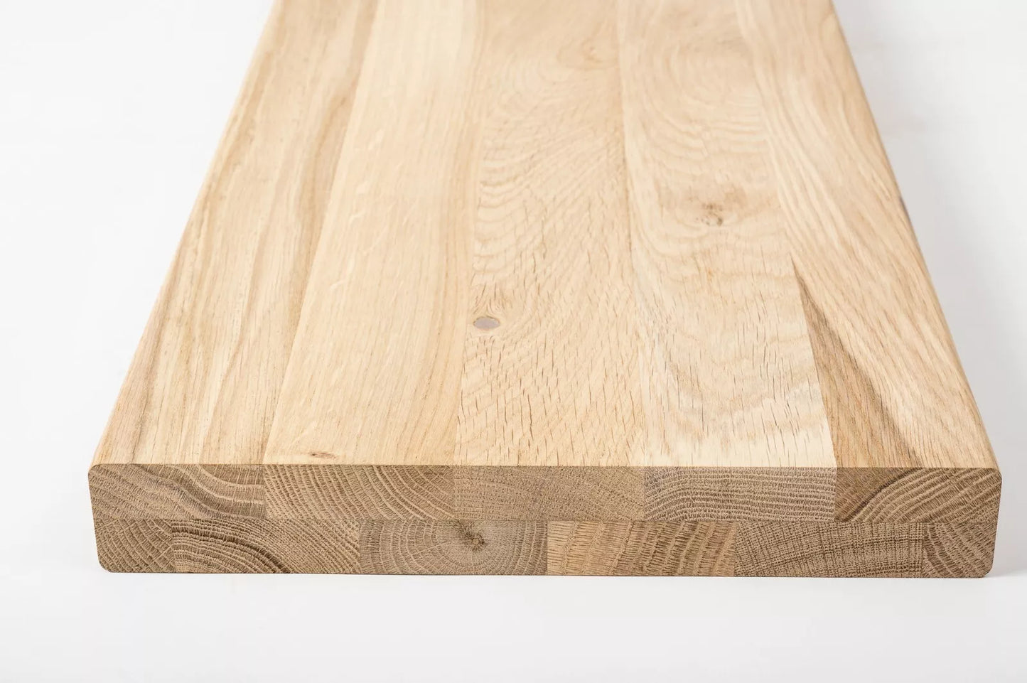 Shelf Stair tread Risers Windowsill Oak Rustic, full stave lamellas, 35 mm, 2-layer, Hard wax oil nature white