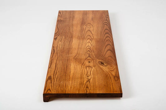 Stair tread Windowsill with overhang  Ash Rustic, full stave lamellas, 20 mm, Cherry oil