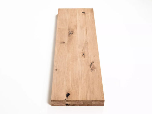 Shelf Stair tread Risers Windowsill Oak Rustic, full stave lamellas, 52 mm, 3-layer, Unfinished