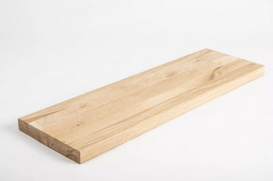 Shelf Stair tread Risers Windowsill Oak Rustic, full stave lamellas, 35 mm, 2-layer, Hard wax oil nature white