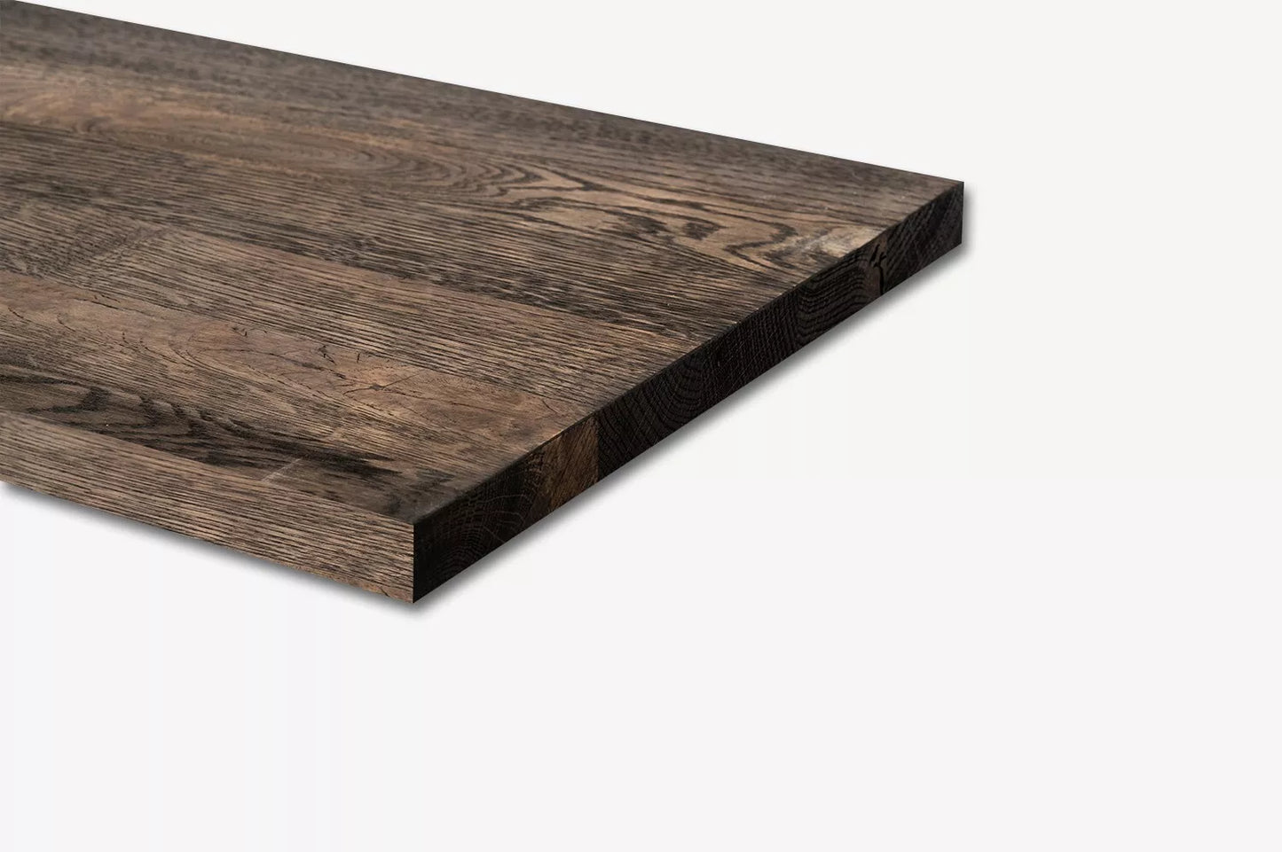 Shelf Stair tread Risers Windowsill Oak Rustic, full stave lamellas, 26 mm, Black oil