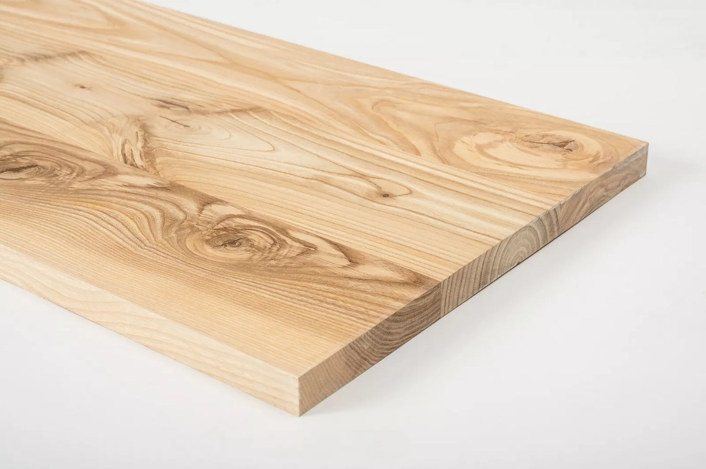 Shelf Stair tread Risers Windowsill Ash Rustic, full stave lamellas, 20 mm, Hard wax oil nature white