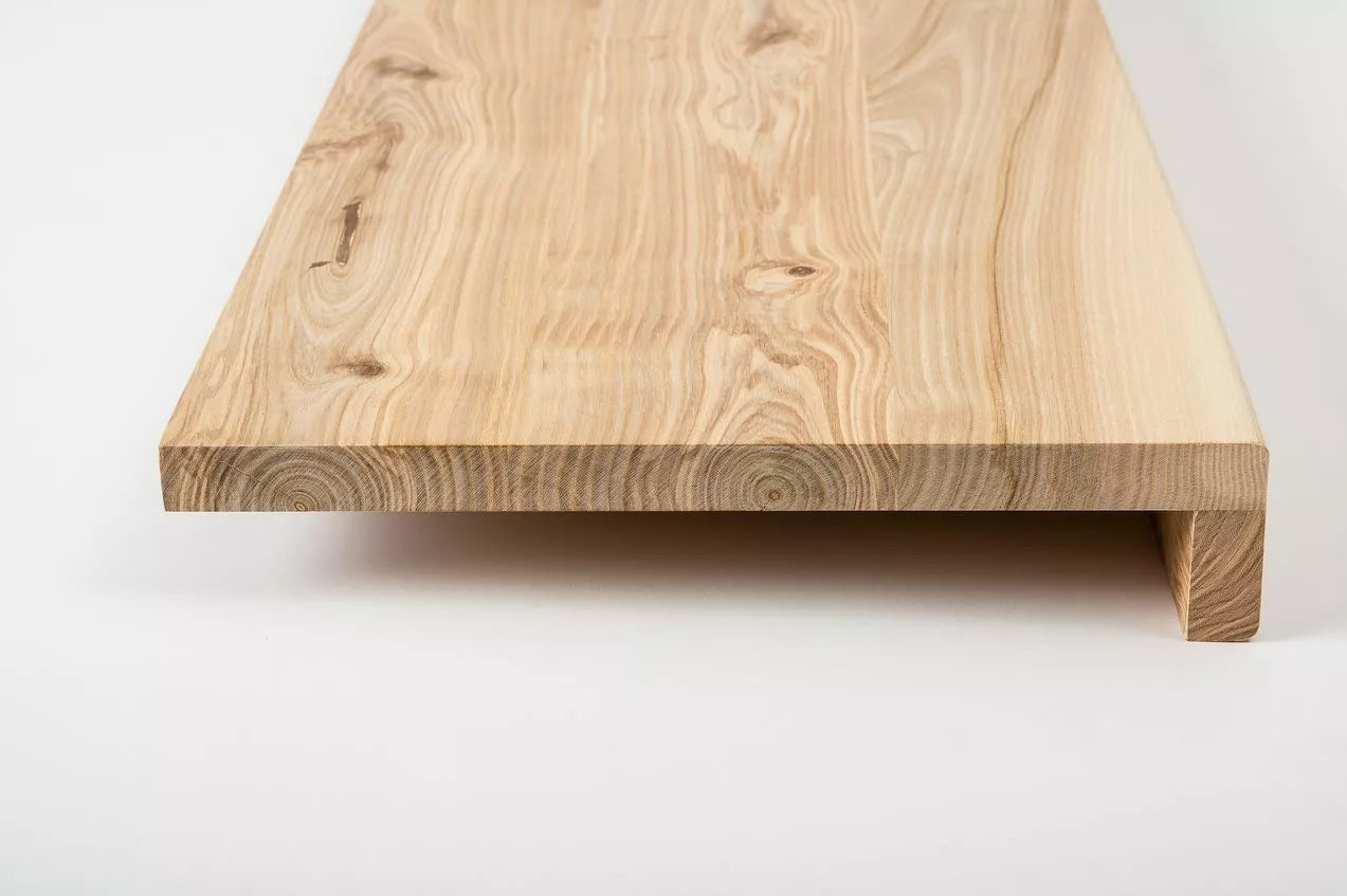 Stair tread Windowsill with overhang  Ash Rustic, full stave lamellas, 20 mm, Hard wax oil natur (colourless)