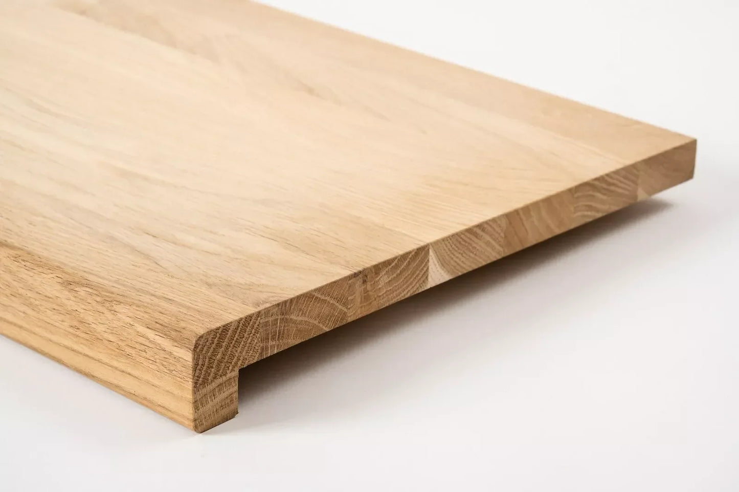 Stair tread Windowsill with overhang Oak A/B, full stave lamellas, 26 mm, Unfinished